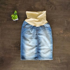 Motherhood Maternity Denim Knee Length Skirt